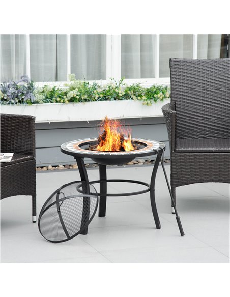 Outsunny 60cm Outdoor Fire Pit Table with Mosaic Outer, Black 842-248 - pic 41764 | FastDaddyshop