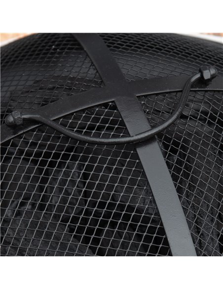 Outsunny 60cm Outdoor Fire Pit Table with Mosaic Outer, Round Firepit with Spark Screen Cover, Fire Poker for Garden Bonfire Par - pic 41769 | FastDaddyshop