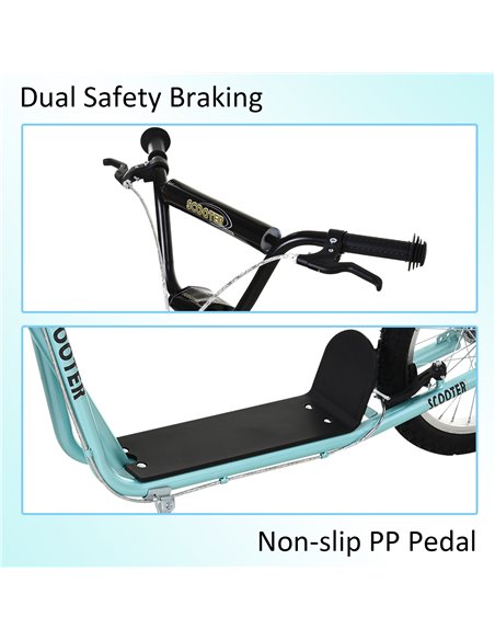 HOMCOM Kids Steel Frame Adjustable Kick Scooter Blue - pic 4177 | FastDaddyshop