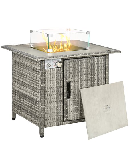Outsunny Outdoor PE Rattan Gas Fire Pit Table, Grey 867-123V00GY - pic 41772 | FastDaddyshop
