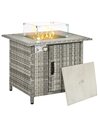 Outsunny Outdoor PE Rattan Gas Fire Pit Table, Grey 867-123V00GY