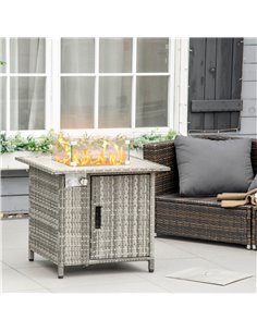 Outsunny Outdoor PE Rattan Gas Fire Pit Table, Grey 867-123V00GY 2