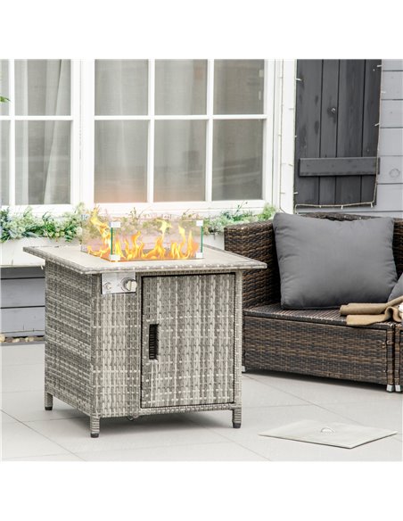 Outsunny Outdoor PE Rattan Gas Fire Pit Table, Grey 867-123V00GY - pic 41773 | FastDaddyshop