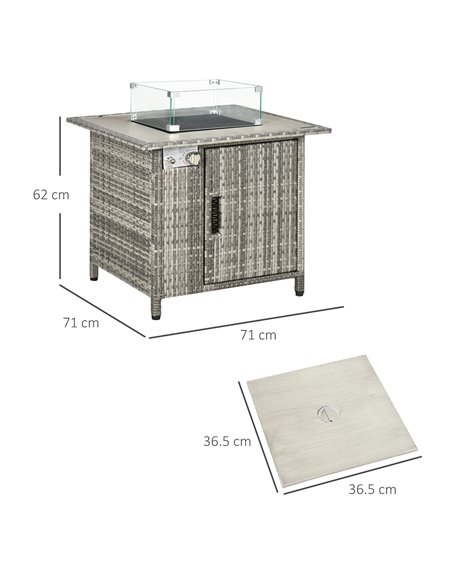 Outsunny Outdoor PE Rattan Gas Fire Pit Table, Grey 867-123V00GY - pic 41774 | FastDaddyshop