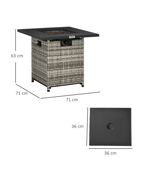 Outsunny Outdoor PE Rattan Gas Fire Pit Table, Mixed Grey 867-147V70GG - pic 41783 | FastDaddyshop