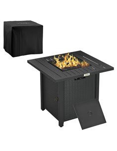 Outsunny Rattan-style Propane Gas Fire Pit Table, Black 842-303V70BK