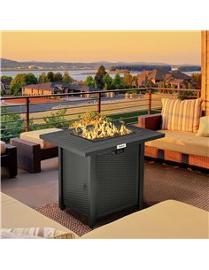 Outsunny Rattan-style Propane Gas Fire Pit Table, Black 842-303V70BK 2