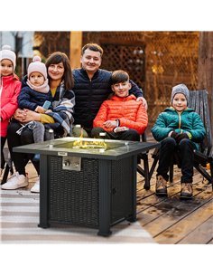 Outsunny Outdoor PE Rattan Gas Fire Pit Table, Black 867-122V00BK 2