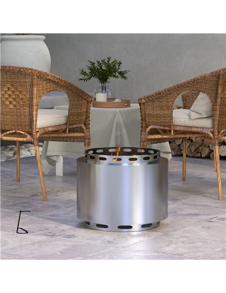 Outsunny Smokeless Fire Pit, 48.5cm Portable Wood Burning Firepit, Stainless Steel 842-337V00SR - pic 41809 | FastDaddyshop