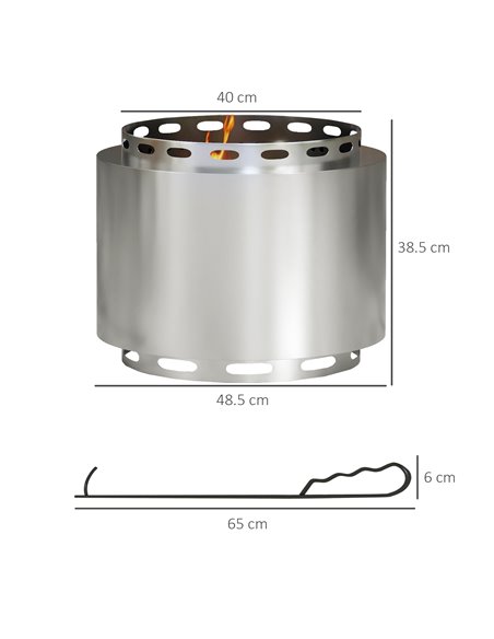Outsunny Smokeless Fire Pit, 48.5cm Portable Wood Burning Firepit, Stainless Steel 842-337V00SR - pic 41810 | FastDaddyshop