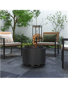 Outsunny Smokeless Fire Pit, 48.5cm Portable Wood Burning Firepit, Black 842-337V00BK 2