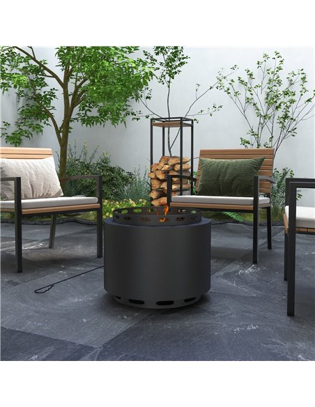 Outsunny Smokeless Fire Pit, 48.5cm Portable Wood Burning Firepit, Black 842-337V00BK - pic 41818 | FastDaddyshop
