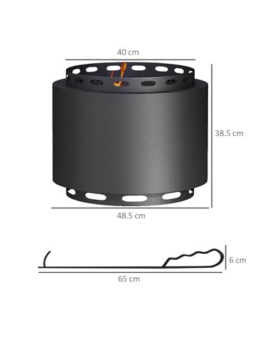 Outsunny Smokeless Fire Pit, 48.5cm Portable Wood Burning Firepit, Black 842-337V00BK