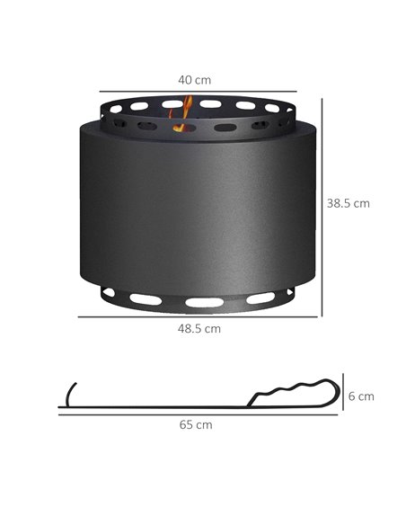 Outsunny Smokeless Fire Pit, 48.5cm Portable Wood Burning Firepit, Black 842-337V00BK - pic 41819 | FastDaddyshop