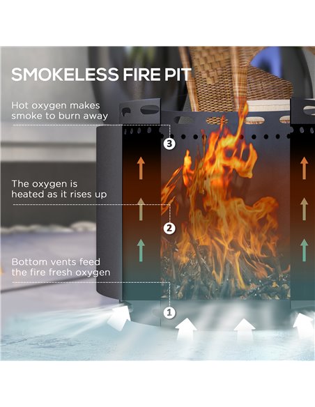 Outsunny Smokeless Fire Pit, 48.5cm Portable Wood Burning Firepit, Black 842-337V00BK - pic 41820 | FastDaddyshop