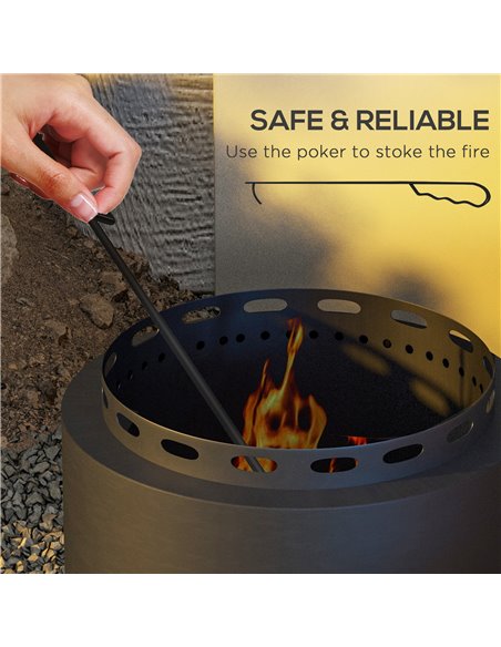 Outsunny Smokeless Fire Pit, 48.5cm Portable Wood Burning Firepit, Black 842-337V00BK - pic 41821 | FastDaddyshop