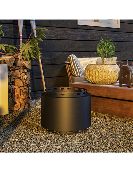 Outsunny Smokeless Fire Pit, 48.5cm Portable Wood Burning Firepit with Poker for Garden Camping Bonfire Party, Metal, Black 842- - pic 41823 | FastDaddyshop