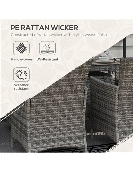 Outsunny 7 Pcs PE Rattan Dining Sets with Fire Pit Table, Mixed Grey 867-166V70GG - pic 41829 | FastDaddyshop