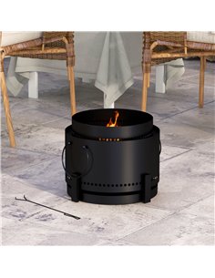 Outsunny Smokeless Fire Pit, 37cm Portable Wood Burning Firepit, Black 842-326V00BK 2