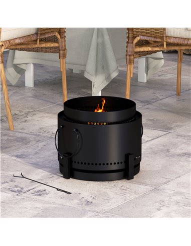 Outsunny Smokeless Fire Pit, 37cm Portable Wood Burning Firepit, Black 842-326V00BK