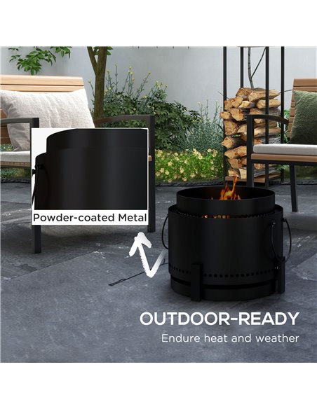 Outsunny Smokeless Fire Pit, 37cm Portable Wood Burning Firepit with Poker for Garden Camping Bonfire Party, Metal, Black 842-32 - pic 41839 | FastDaddyshop