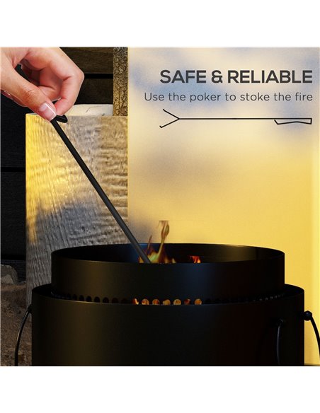 Outsunny Smokeless Fire Pit, 37cm Portable Wood Burning Firepit with Poker for Garden Camping Bonfire Party, Metal, Black 842-32 - pic 41841 | FastDaddyshop