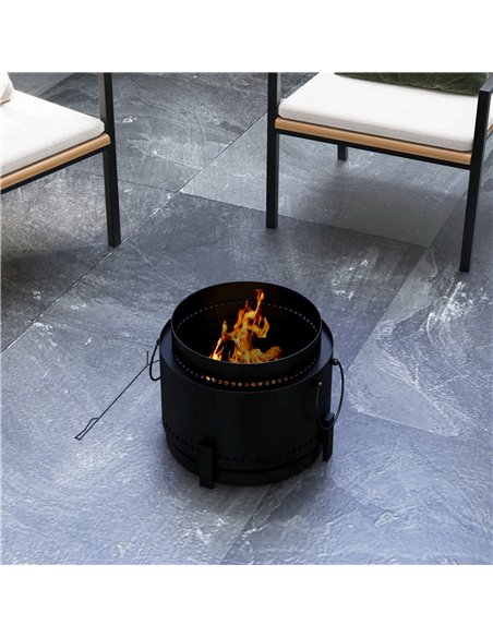 Outsunny Smokeless Fire Pit, 37cm Portable Wood Burning Firepit with Poker for Garden Camping Bonfire Party, Metal, Black 842-32 - pic 41843 | FastDaddyshop