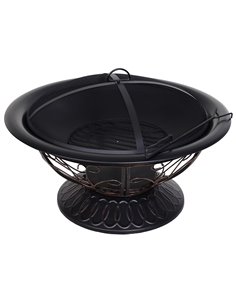 Outsunny Steel Lift-Top Screen Firepit Black 842-143