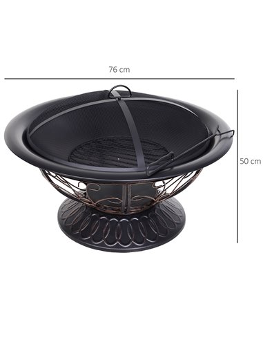 Outsunny Steel Lift-Top Screen Firepit Black 842-143