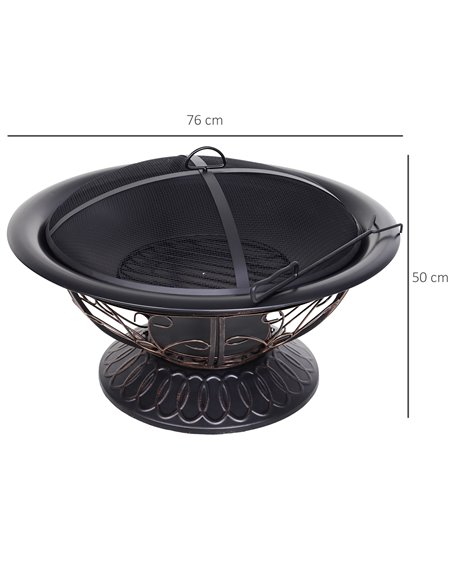 Outsunny Steel Lift-Top Screen Firepit Black 842-143 - pic 41846 | FastDaddyshop
