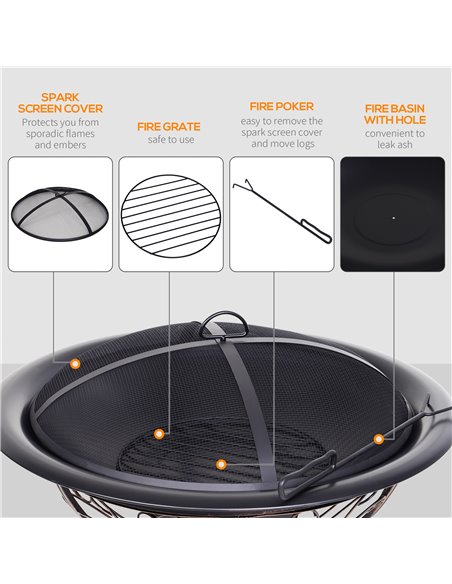 Outsunny Steel Lift-Top Screen Firepit Black 842-143 - pic 41847 | FastDaddyshop