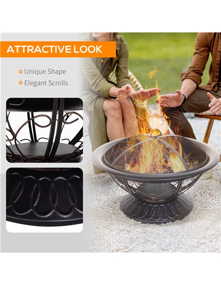 Outsunny Steel Lift-Top Screen Firepit Black 842-143 - pic 41849 | FastDaddyshop
