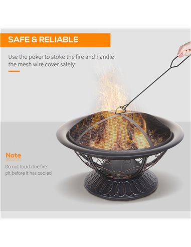 Outsunny Steel Lift-Top Screen Firepit Black 842-143