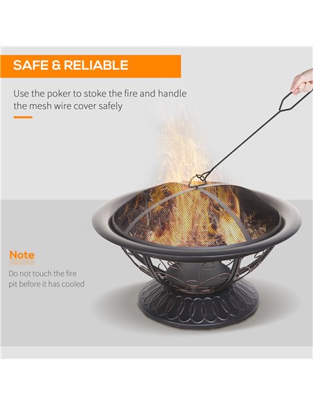 Outsunny Steel Lift-Top Screen Firepit Black 842-143 - pic 41850 | FastDaddyshop