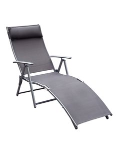 Outsunny Texteline Sun Lounger Recliner Chair, 5 Levels, Grey 84B-184GY