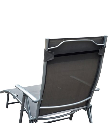 Outsunny Texteline Sun Lounger Recliner Chair Patio Foldable Garden 5 Levels Grey 84B-184GY - pic 41860 | FastDaddyshop