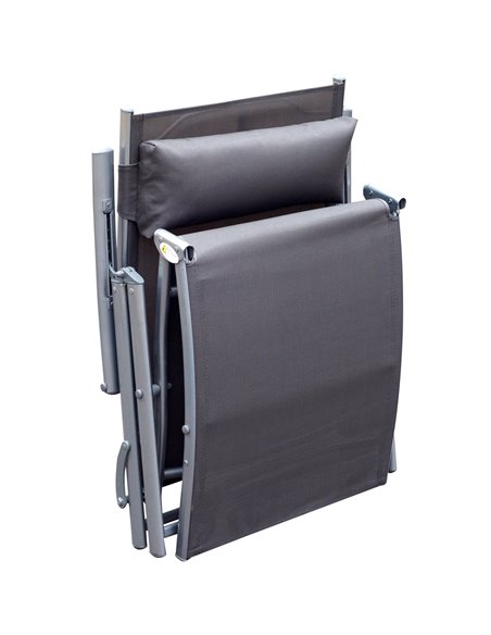 Outsunny Texteline Sun Lounger Recliner Chair Patio Foldable Garden 5 Levels Grey 84B-184GY - pic 41861 | FastDaddyshop