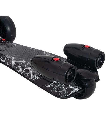 HOMCOM Kids 3 Wheel Scooter Adjustable Height w/ Flashing Wheels Music Water Spray Foldable Design Cool On Off Road Vehicle Blac - pic 4187 | FastDaddyshop