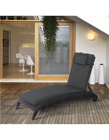 Outsunny Outdoor Garden Sun Lounger Cushion Replacement, Grey 84B-304V01GY