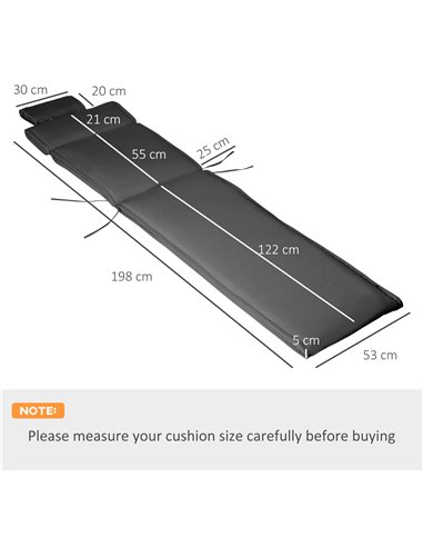 Outsunny Outdoor Garden Sun Lounger Cushion Replacement, Grey 84B-304V01GY