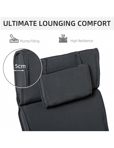 Outsunny Outdoor Garden Sun Lounger Cushion Replacement, Grey 84B-304V01GY