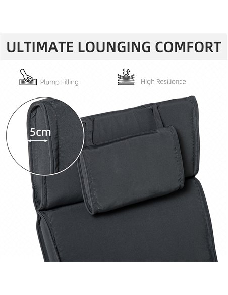 Outsunny Outdoor Garden Sun Lounger Cushion Replacement, Grey 84B-304V01GY - pic 41874 | FastDaddyshop