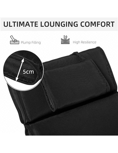 Outsunny Garden Sun Lounger Chair Cushion Reclining Relaxer Indoor Outdoor 84B-304V01BK