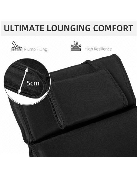 Outsunny Garden Sun Lounger Chair Cushion Reclining Relaxer Indoor Outdoor 84B-304V01BK - pic 41892 | FastDaddyshop
