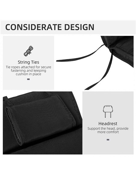 Outsunny Garden Sun Lounger Chair Cushion Reclining Relaxer Indoor Outdoor 84B-304V01BK - pic 41893 | FastDaddyshop