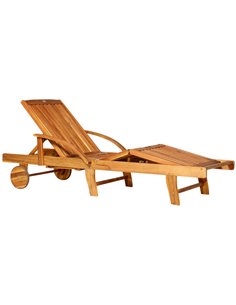 Outsunny Outdoor Garden Patio Wooden Foldable Sun Lounger, Acacia Wood 84B-326