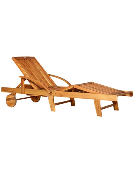 Outsunny Outdoor Garden Patio Wooden Foldable Sun Lounger, Acacia Wood 84B-326 - pic 41898 | FastDaddyshop