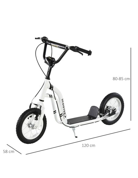 HOMCOM Youth Scooter Front and Rear Caliper Dual Brakes 12-Inch Inflatable Front Wheel Ride On Toy For Age 5+ - pic 4190 | FastDaddyshop