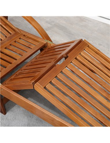 Outsunny Outdoor Garden Patio Wooden Sun Lounger Foldable Recliner Deck Chair Day Bed Furniture with Wheels 84B-326