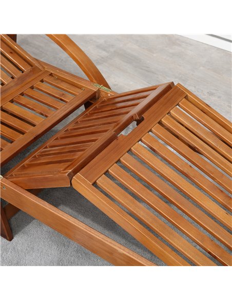 Outsunny Outdoor Garden Patio Wooden Sun Lounger Foldable Recliner Deck Chair Day Bed Furniture with Wheels 84B-326 - pic 41905 | FastDaddyshop